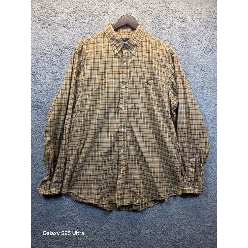 POLO Ralph‎ Lauren men's L/S Classic Fit shirt Brown Plaid Cotton  XL